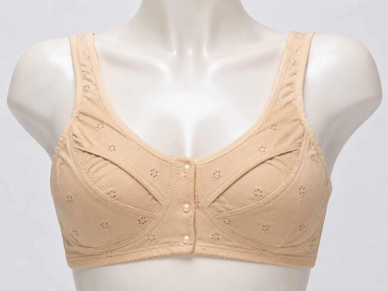 Soft Cotton Wireless Support Bra for Women Front Button Everyday Comfort Bra